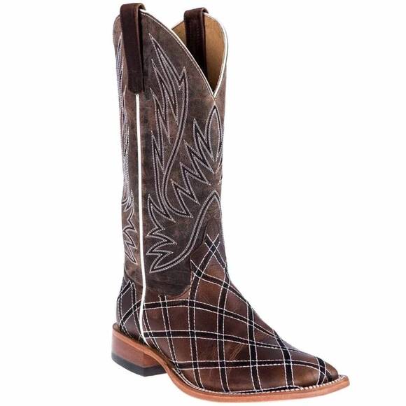 NEW ANDERSON BEAN BOOTS men's moka mad dog bone leather western boot in brown